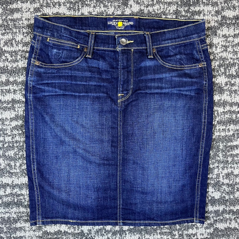 Lucky Brand Charlotte Pencil Skirt Womens 10 30 Dark Wash Denim Blue 7W11876